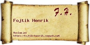 Fojtik Henrik névjegykártya